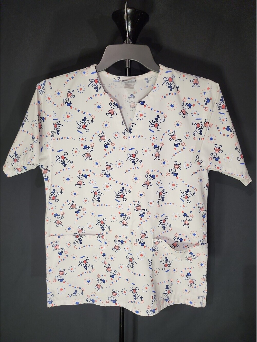 Mickey Mouse Walt Disney Official XS Scrub Top July 4th USA Nursing  Vintage 255